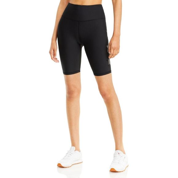 Aqua Womens Star Black Printed Fitness Workout Bike Short Athletic NWOT - Picture 1 of 1